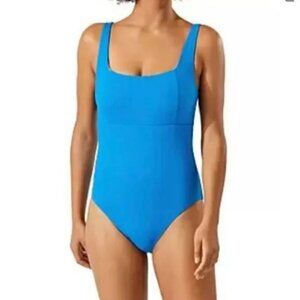 NWOT Tommy Bahama Palm Modern Square Neck Padded Blue One Piece Swimsuit Size 14